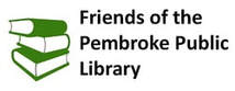 Friends of the Pembroke Public Library and stack of three green books