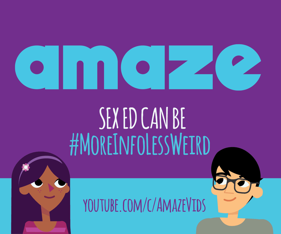 Amaze logo with the text Sex Ed can be # More Info Less Weird