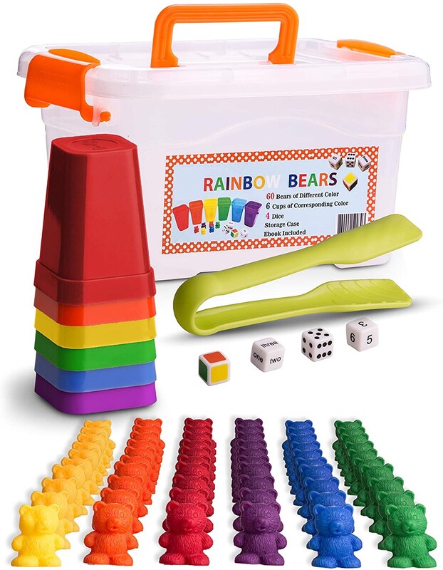 ID: Photo of Rainbow Bear kit and all contents as listed in text.